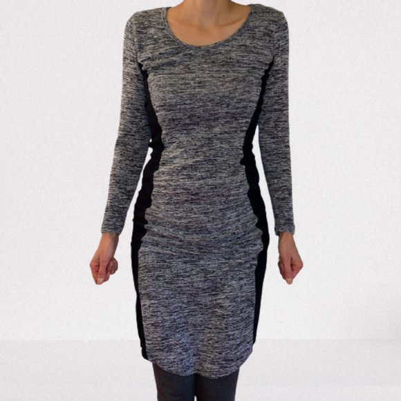 Grey and Black Long Sleeve Side Stripe Dress by Dex 1963 - Picture 1 of 6